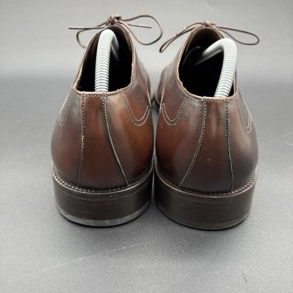 Salvatore Ferragamo Oxford Shoes Men's 11.5 D Brown Leather Cap Toe Made Italy